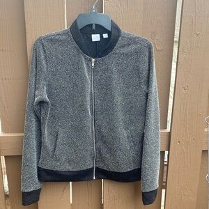 New York & Company Black Sparkle Bomber Jacket